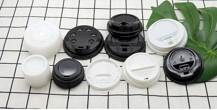 Take Away Single Use Hot Drink Disposable Coffee Cups Plastic PP/PS Cover Paper Cup Lid