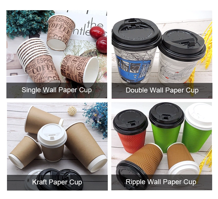 Take Away Single Use Hot Drink Disposable Coffee Cups Plastic PP/PS Cover Paper Cup Lid
