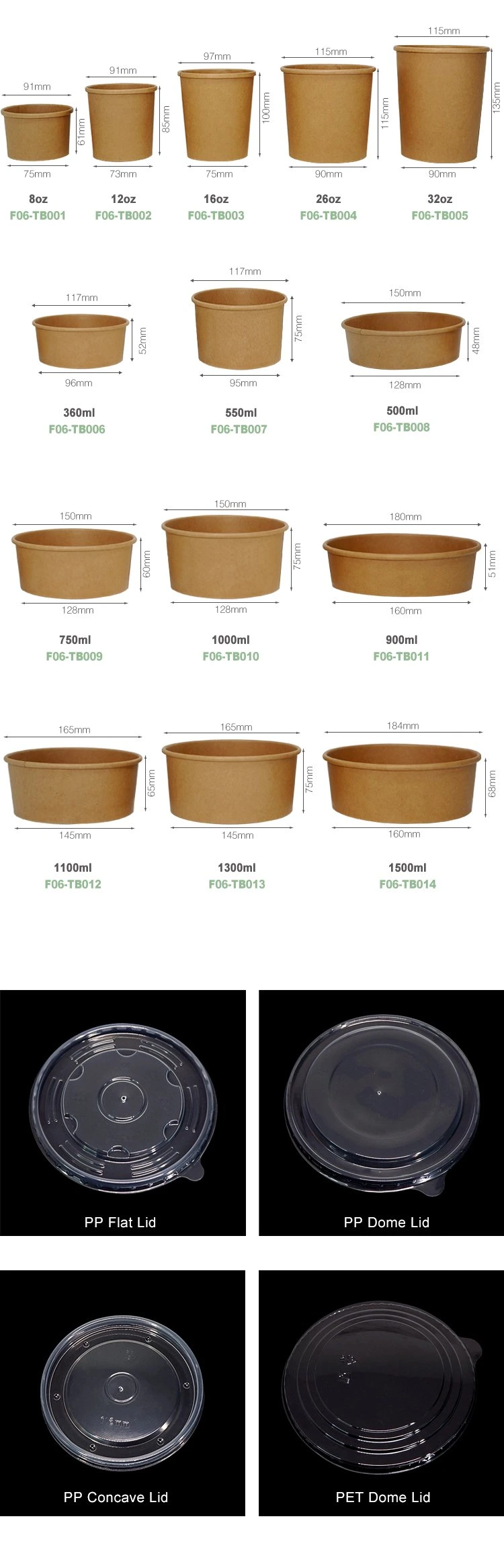 Disposable 500cc Soup Serving Bowls Bulk Party Supplies for Hot/Cold Food Paper Bowls