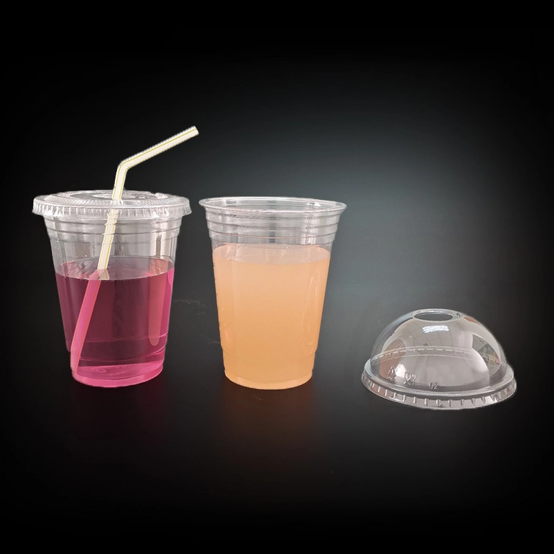 16oz 473ml 98mm Top Diameter High Transparency Clear Color Cold Drinking Pet Cups with Dome Lid or Flat Lid