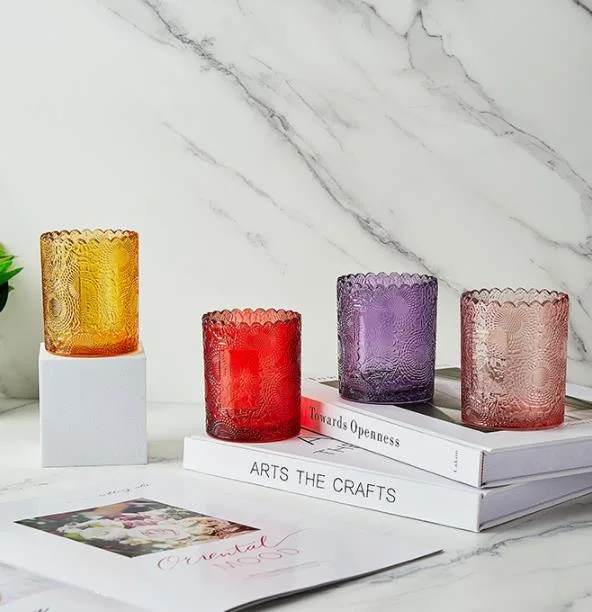 Coloured 200ml Embossed Lace Embossed Candle Cup