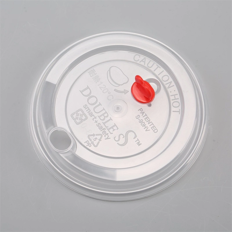 Disposable Round PP Plastic Lids Clear Lids for Coffee/Bubble Tea Cup with Straw