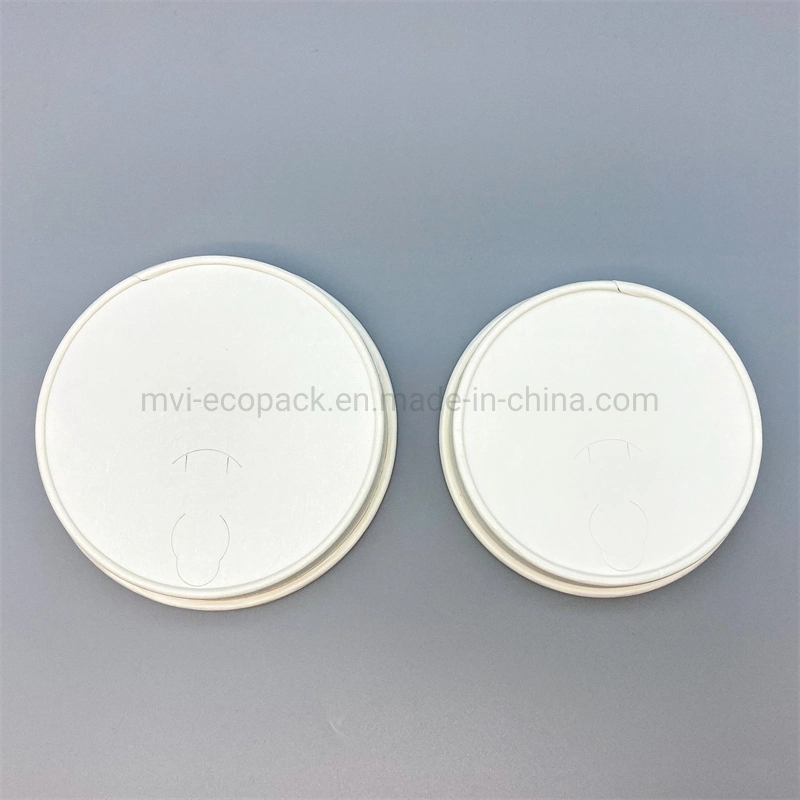 80mm 100% Biodegradable Eco Plastic Free Paper Cup Lid for Cold Drink