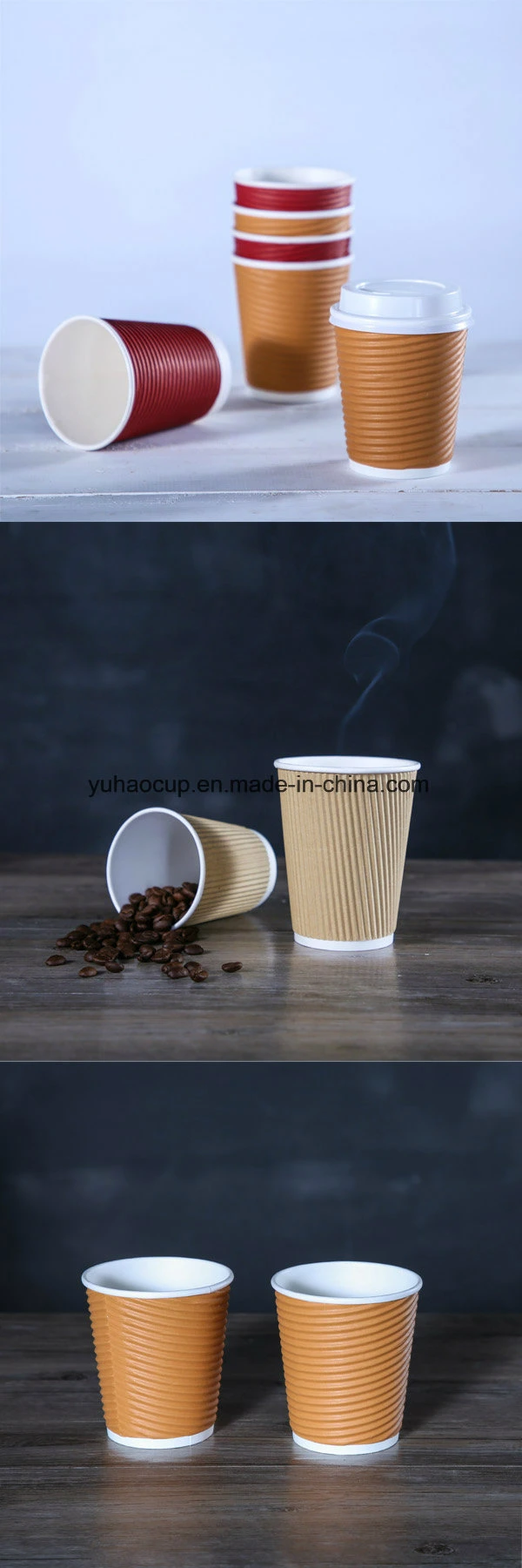 Biodegradable Compostable Disposable Insulated Ripple Wall Paper Cups