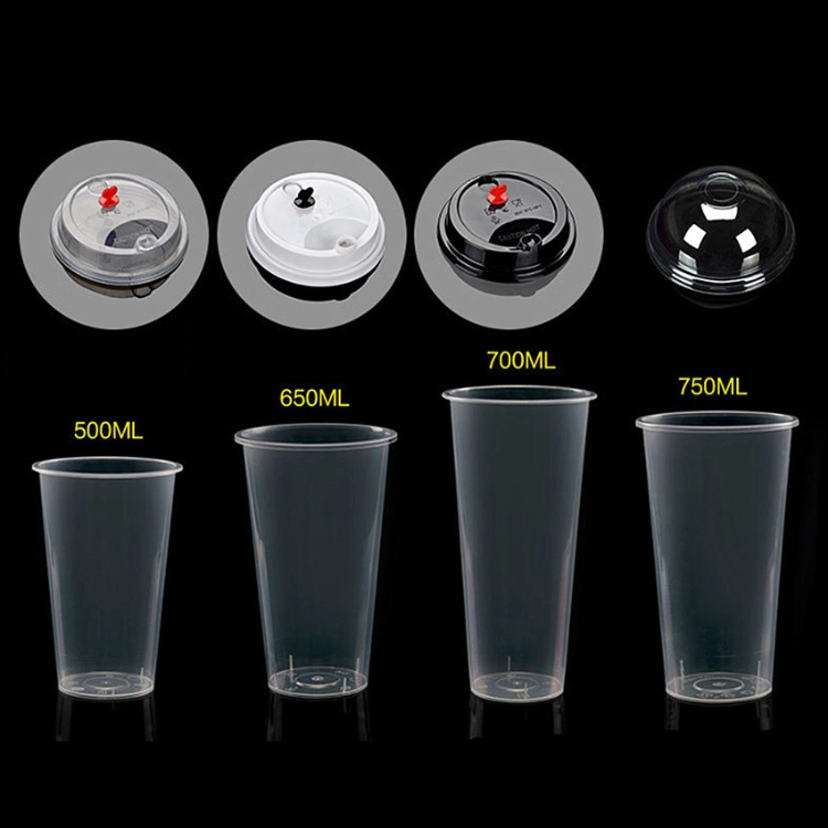 High Transparent Material PP Disposable Cold Drinking Plastic Cups with Lids and Straws