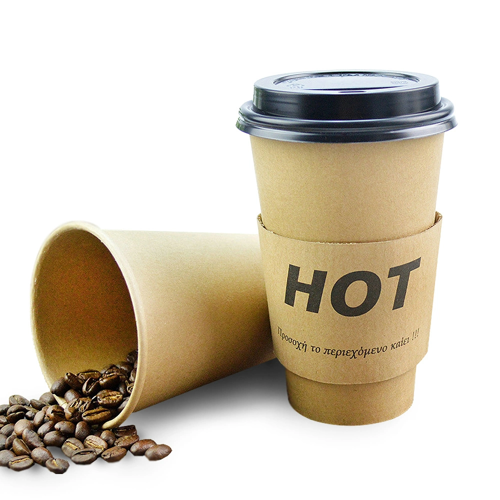 Custom Disposable Single/Double/Ripple Wall Hot Drinking Kraft Paper Coffee Cups with Lids