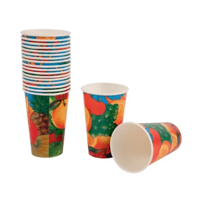 2022 Juice Paper Cup Custom Printing 12oz Cold Drink Cup with Lid Custom Logo Printed Disposable Paper Coffee Cup