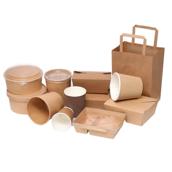 Hot Soup Bucket Fast Food Eco- Friendly Materials Brown Kraft Paper Bucket