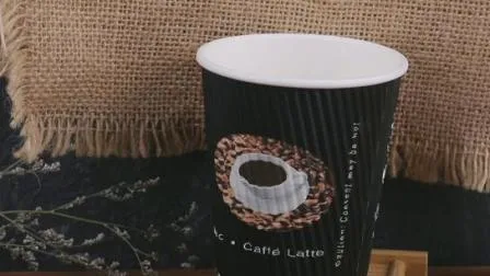 Custom Printed Black Compostable Insulated Ripple Wall Hot Paper Cups