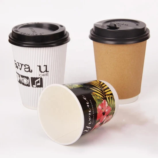 Custom Logo Printed Christmas Double Wall Insulated Compostable Paper Coffee Cups for Hot Drink