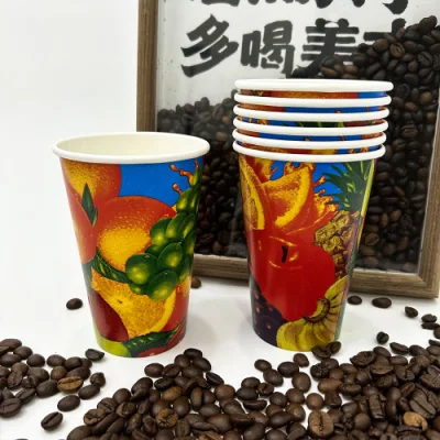 Compostable Disposable Doule PE Coated 14oz Single Wall Fruit Paper Cup with Custom Logo