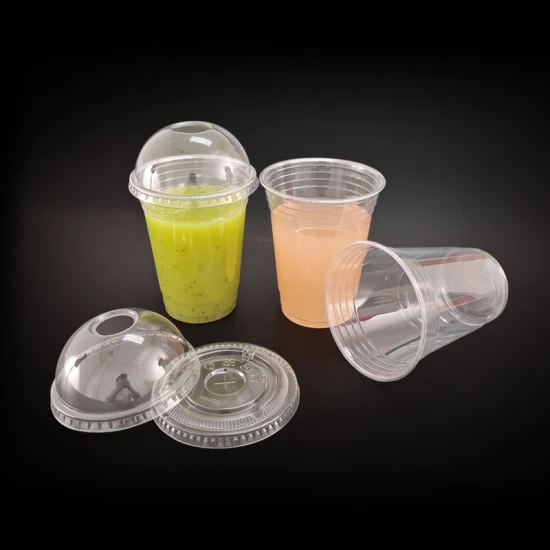 16oz 473ml 98mm Top Diameter High Transparency Clear Color Cold Drinking Pet Cups with Dome Lid or Flat Lid