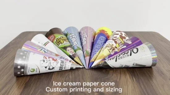 Wholesale Disposable Aluminum Foil Rolled Paper Conic Ice Cream Cone Sleeve Cup