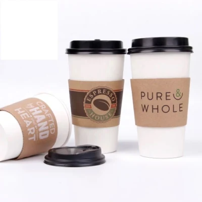 Compostable Disposable Eco-Friendly to Go Customized 8/10/12/16/20 Oz Double Wall Kraft Paper Cup with Lid