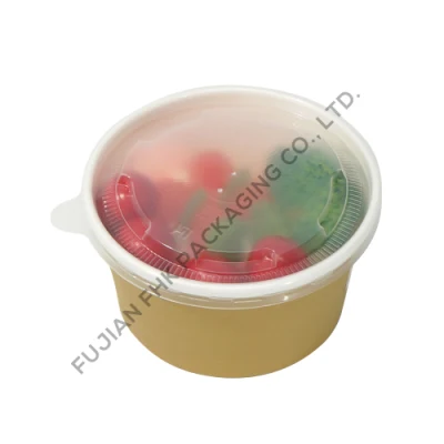 Disposable 440ml Oil Resistant Paper Soup Bowl None Toxic Soup Cup with Lids