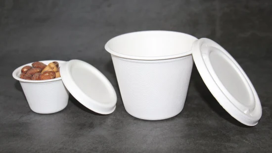 Eco-Friendly Disposable 16oz Container Take Away Bagasse Sugarcane Sauce Mini Biodegradable Envase Disposable Soup Cup with Lids