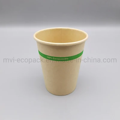 100% Compostable Disposable Paper Cup 8oz Bamboo Fiber Water-Based Coating Single Wall Paper Cup